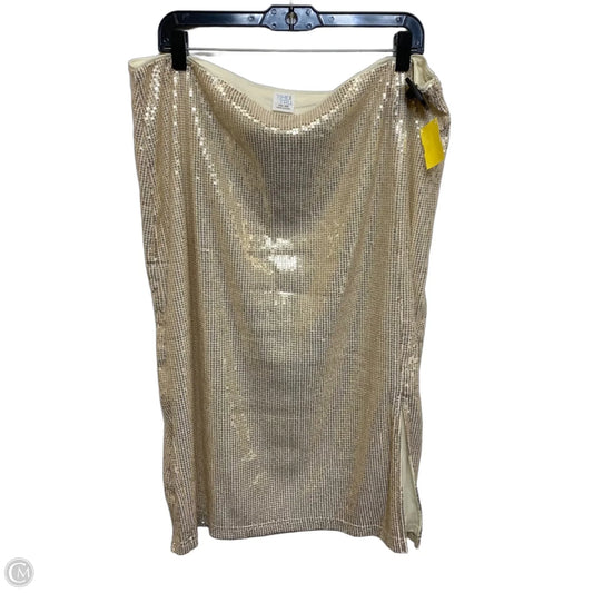 Skirt Midi By Time And Tru In Gold, Size: Xxl