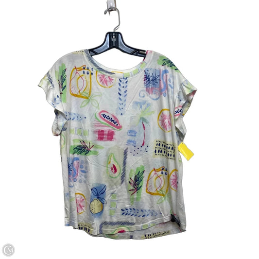 Top Short Sleeve By Crown And Ivy In Pink & White, Size: M