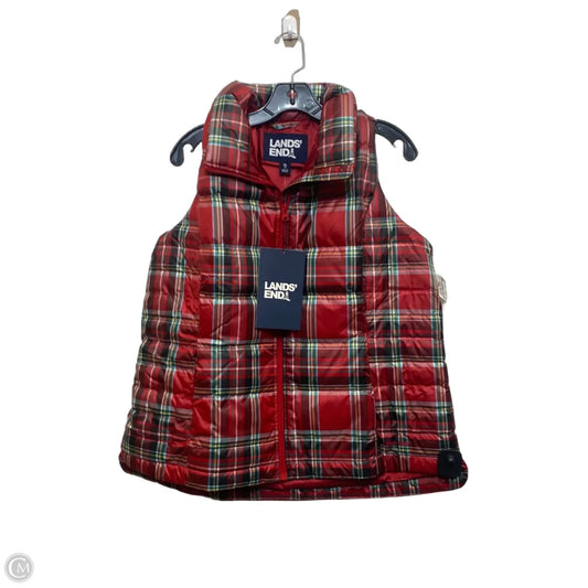Vest Puffer & Quilted By Lands End In Plaid Pattern, Size: Xl