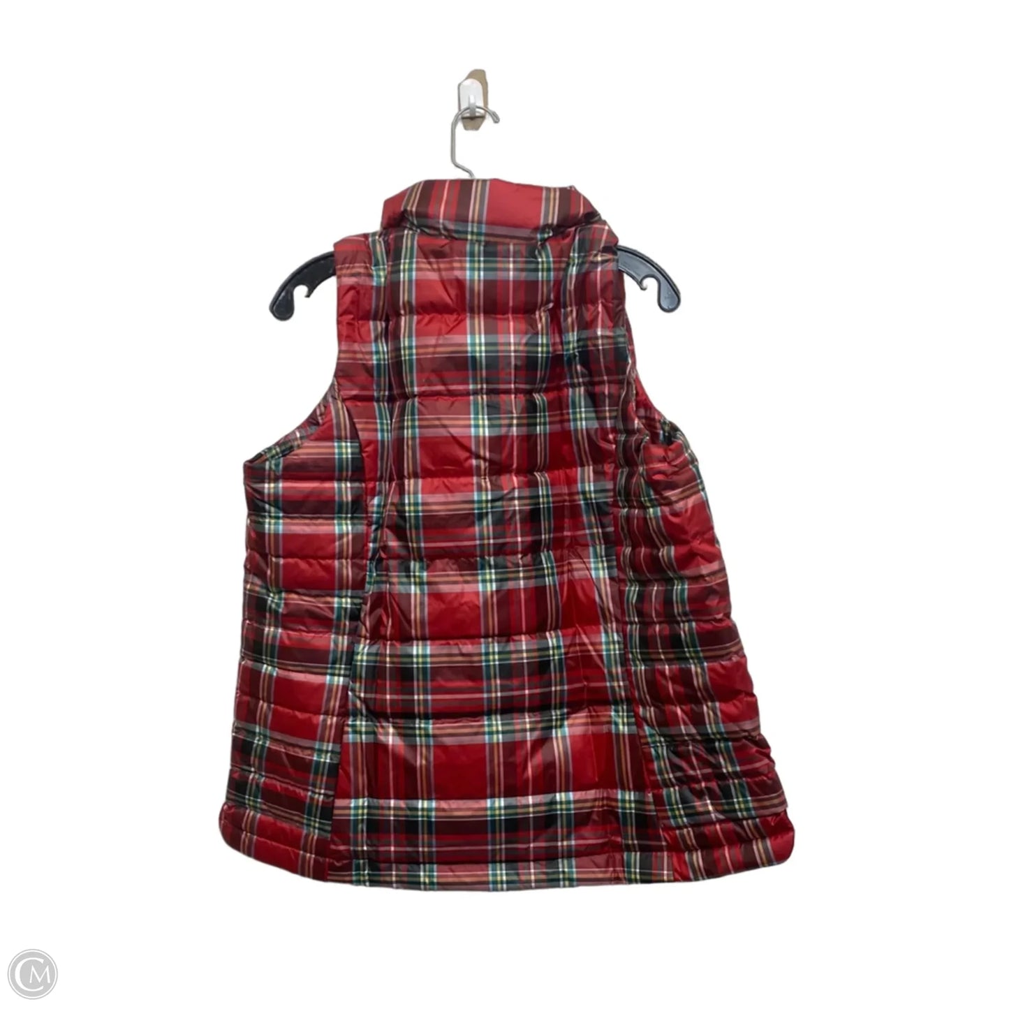 Vest Puffer & Quilted By Lands End In Plaid Pattern, Size: Xl
