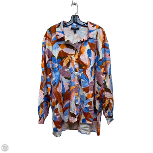 Top Long Sleeve By Forever 21 In Blue & Brown, Size: 1x