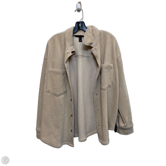 Jacket Shirt By Forever 21 In Cream, Size: S