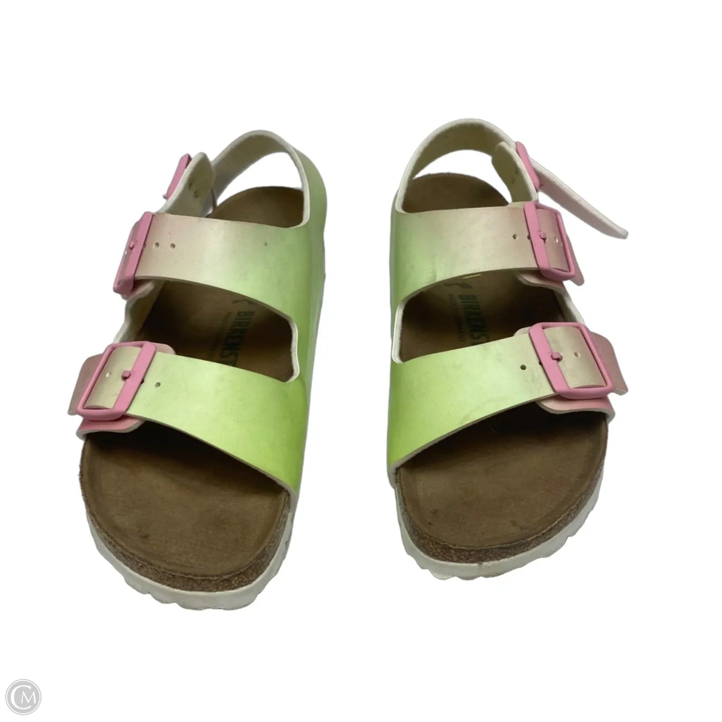 Sandals Flats By Birkenstock In Green & Pink, Size: 8.5