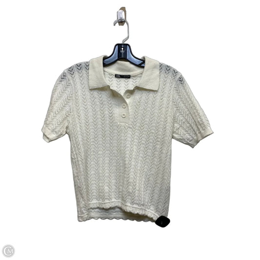Sweater Short Sleeve By Zara In Cream, Size: M