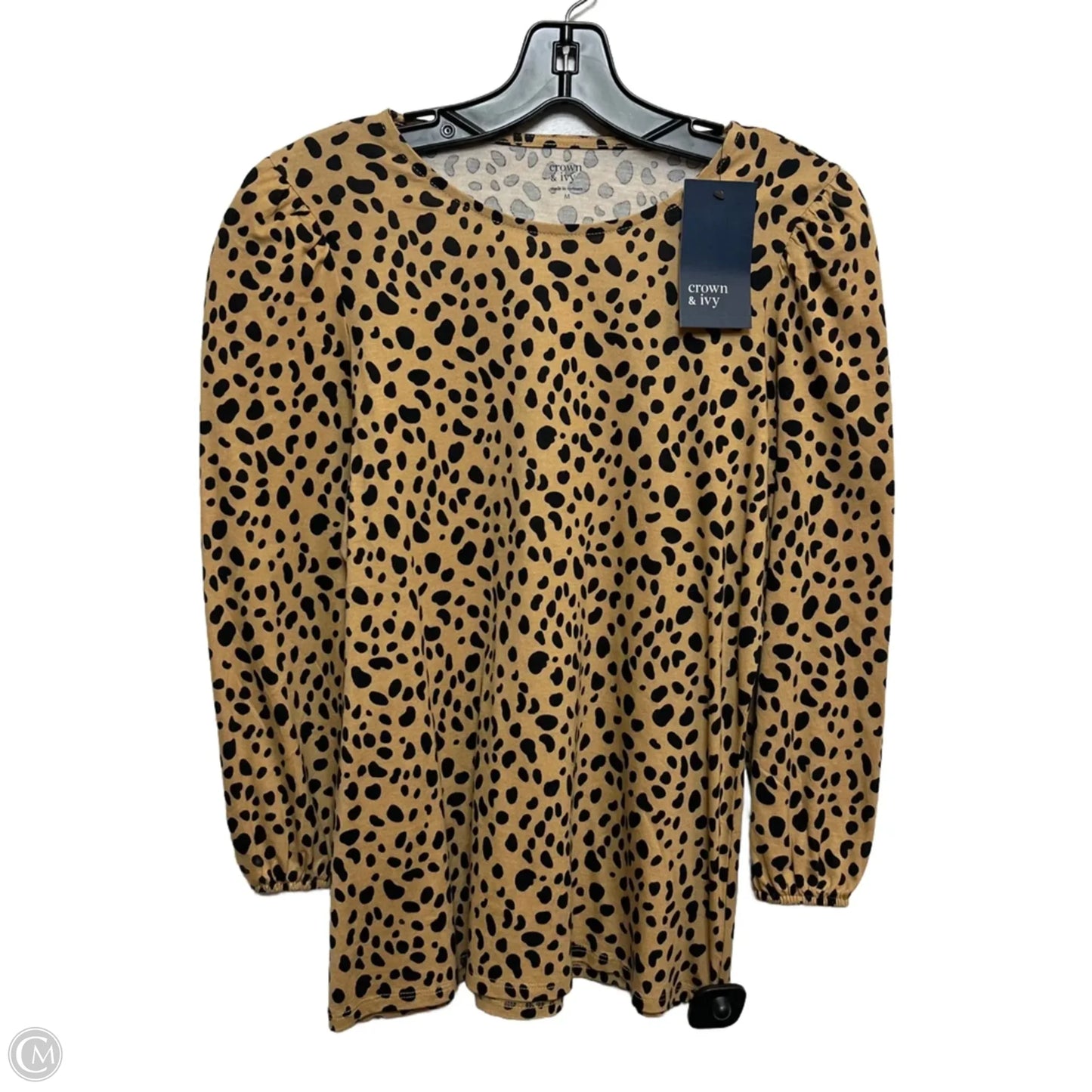 Top 3/4 Sleeve By Crown And Ivy In Animal Print, Size: M