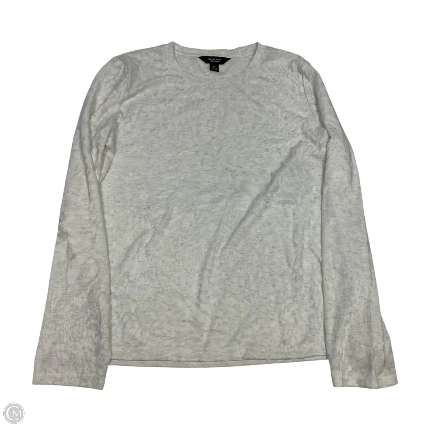 Top Long Sleeve By Simply Vera In Cream, Size: M