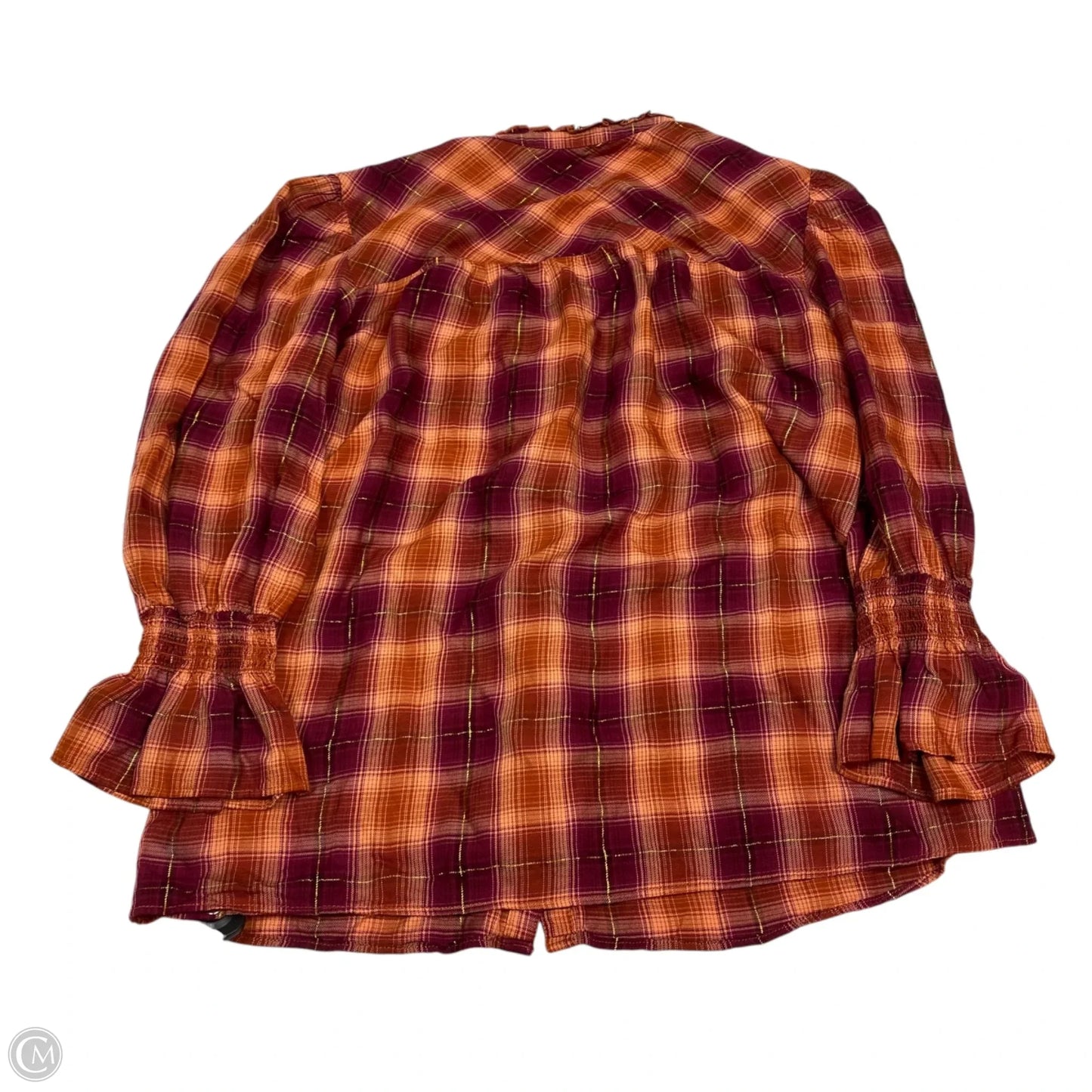 Top 3/4 Sleeve By Cato In Orange & Red, Size: Xl