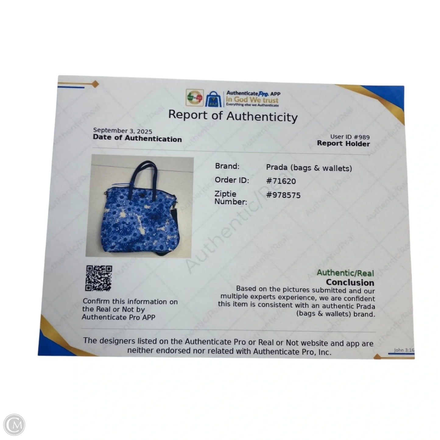 Handbag Luxury Designer By Prada, Size: Large