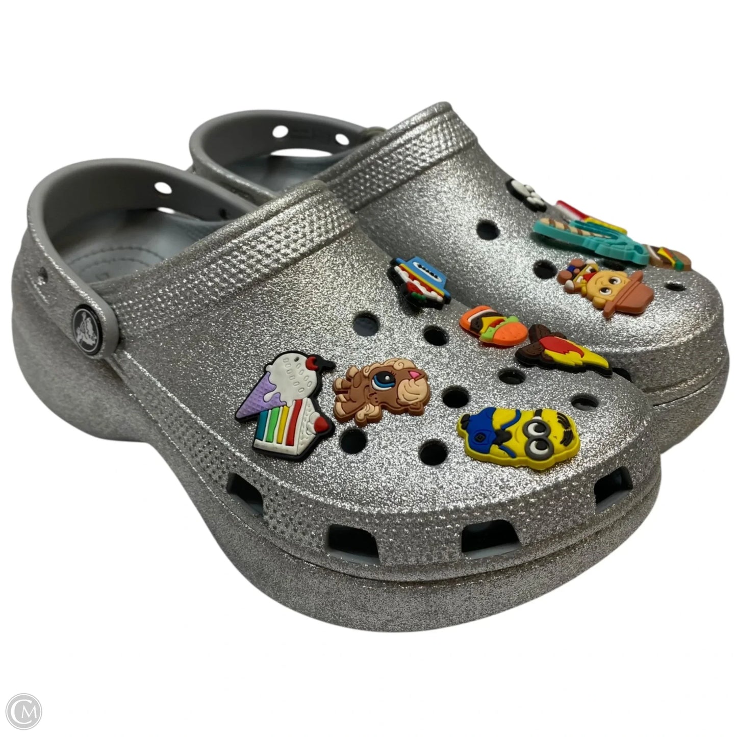 Shoes Heels Platform By Crocs In Silver, Size: 7