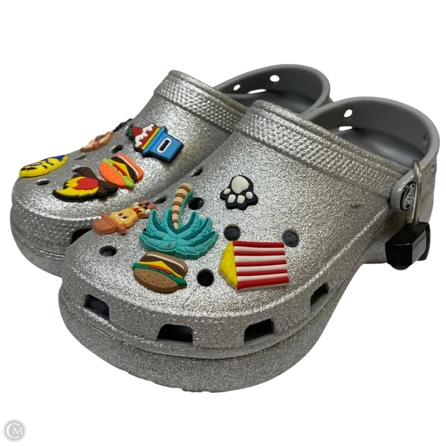 Shoes Heels Platform By Crocs In Silver, Size: 7