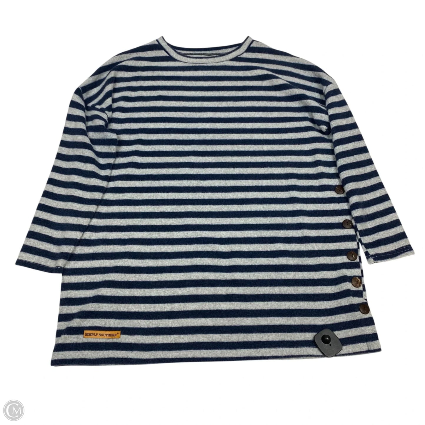 Top Long Sleeve By Simply Southern In Blue & Grey, Size: M