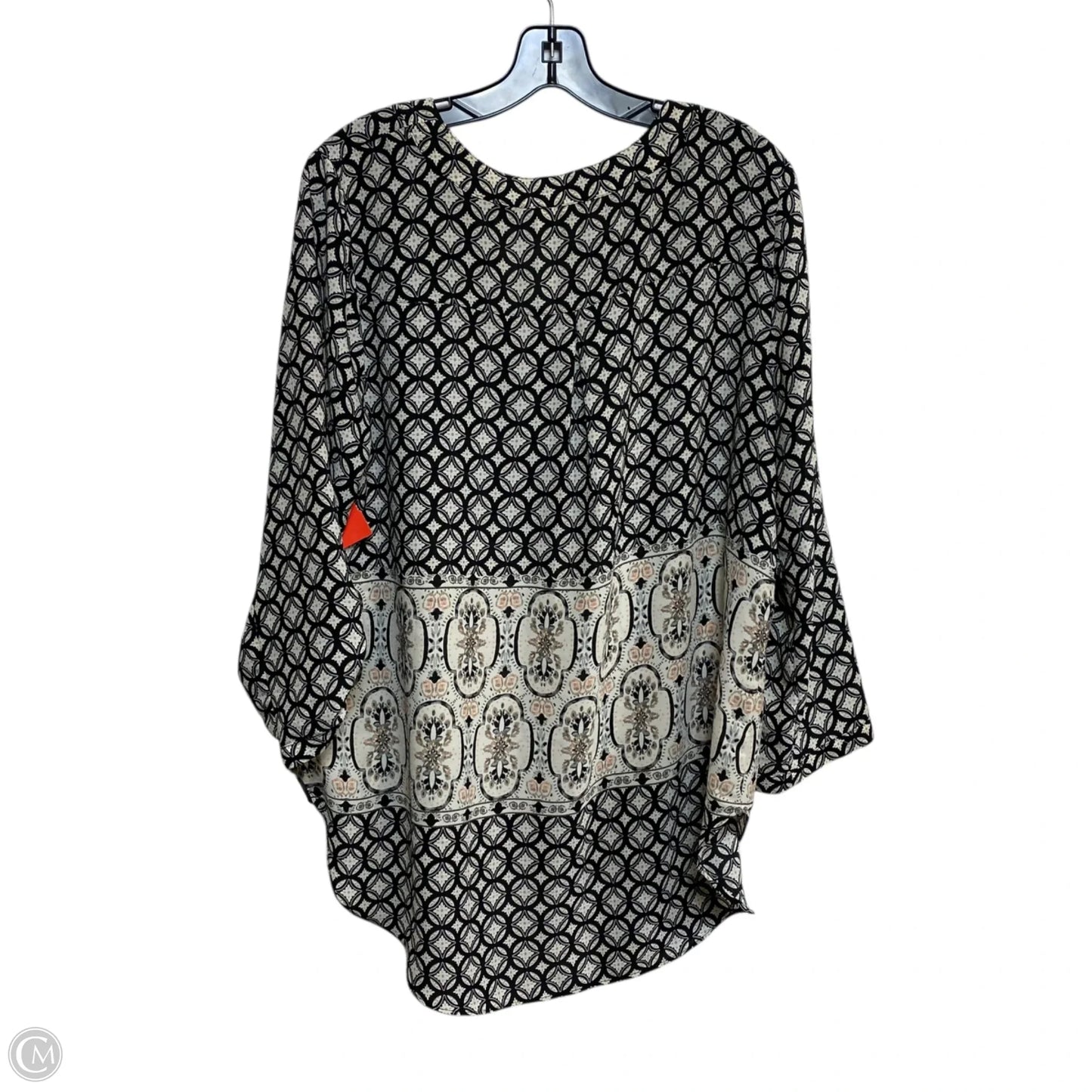 Top 3/4 Sleeve By Cato In Black & Cream, Size: L