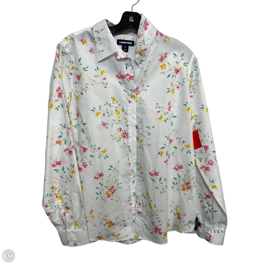 Top Long Sleeve By Lands End In White, Size: L