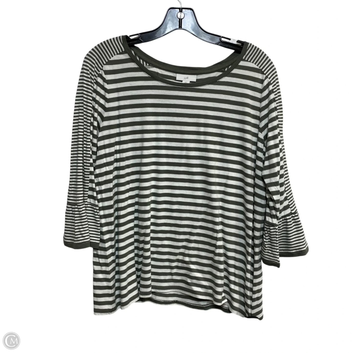 Top Long Sleeve By J. Jill In Green & White, Size: Mp