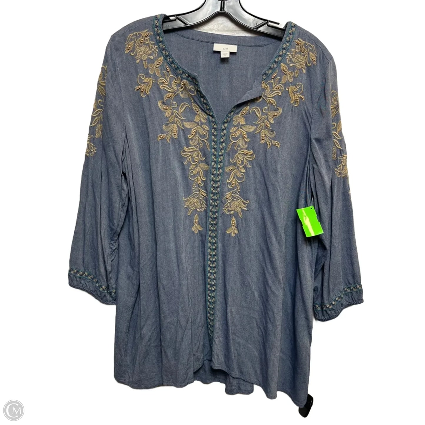 Top 3/4 Sleeve By J. Jill In Blue, Size: M