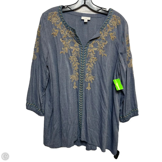 Top 3/4 Sleeve By J. Jill In Blue, Size: M
