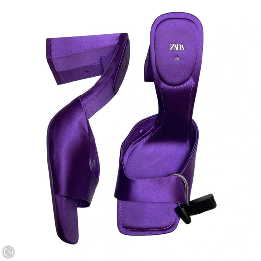 Shoes Heels Block By Zara In Purple, Size: 7.5