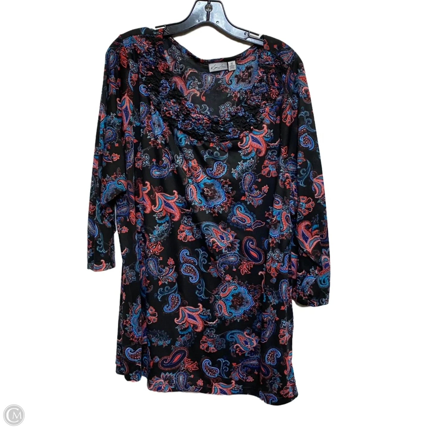 Top Long Sleeve By Kim Rogers In Black & Red, Size: 3x