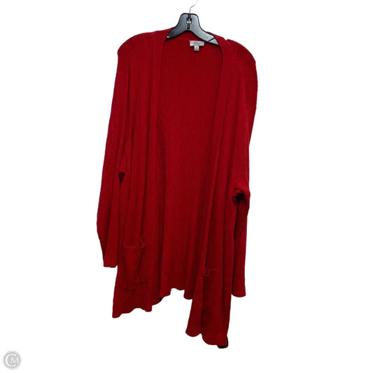 Sweater Cardigan By Kim Rogers In Red, Size: 3x