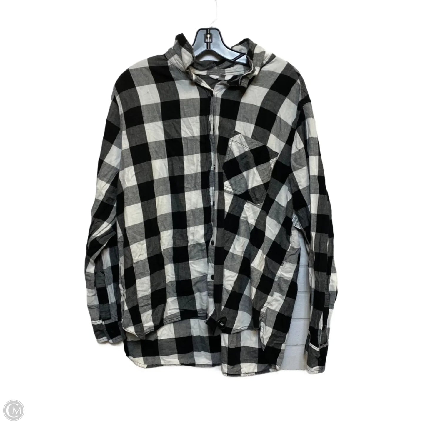 Top Long Sleeve By Time And Tru In Black & White, Size: Xxl