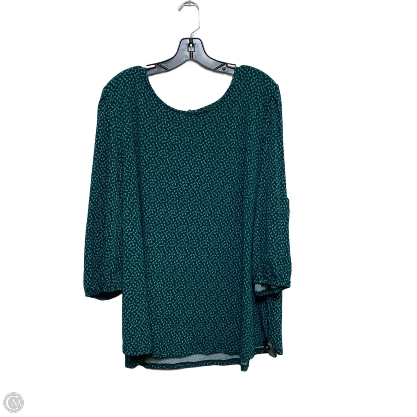 Top 3/4 Sleeve By Adrianna Papell In Green & White, Size: 3x