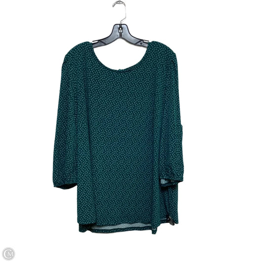 Top 3/4 Sleeve By Adrianna Papell In Green & White, Size: 3x