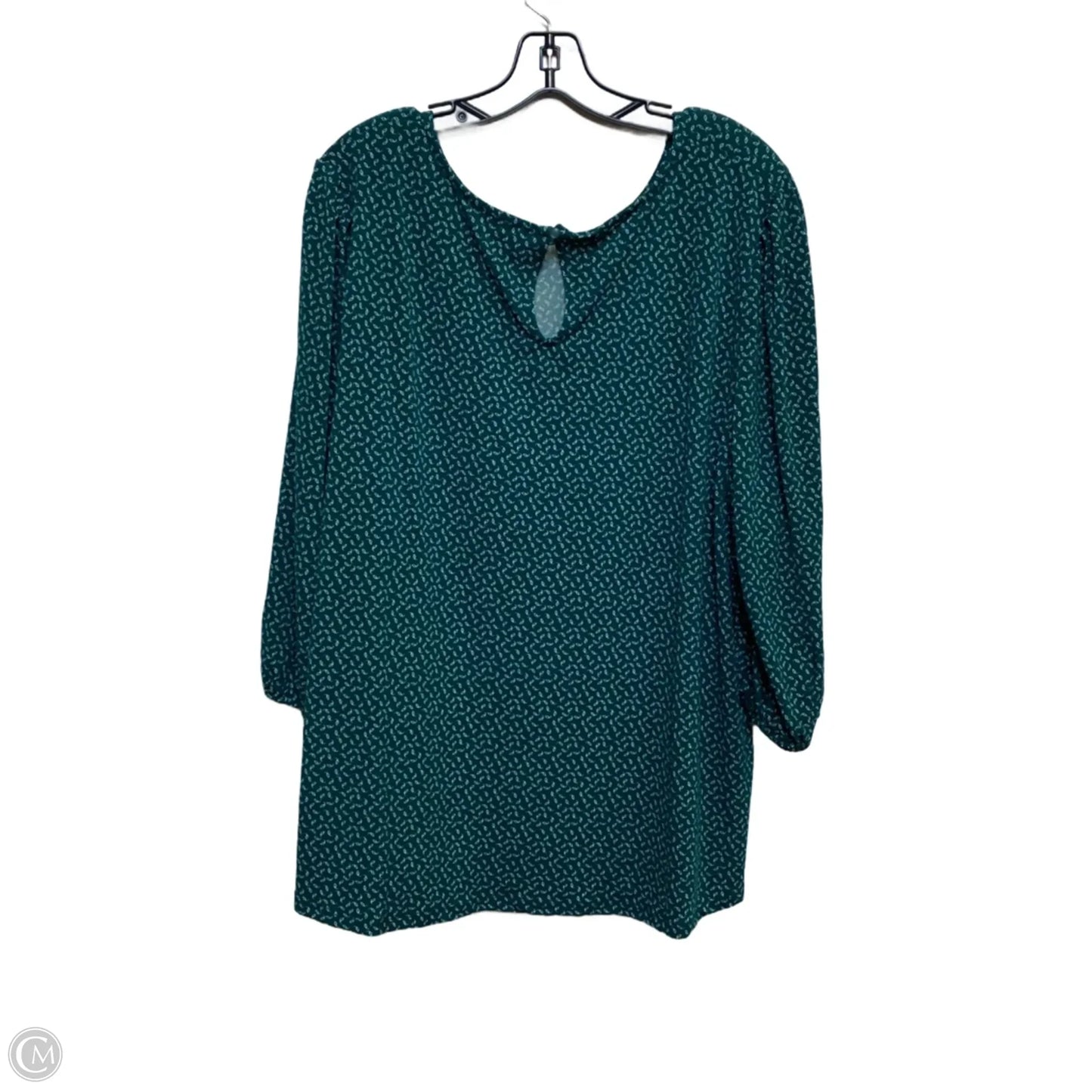 Top 3/4 Sleeve By Adrianna Papell In Green & White, Size: 3x