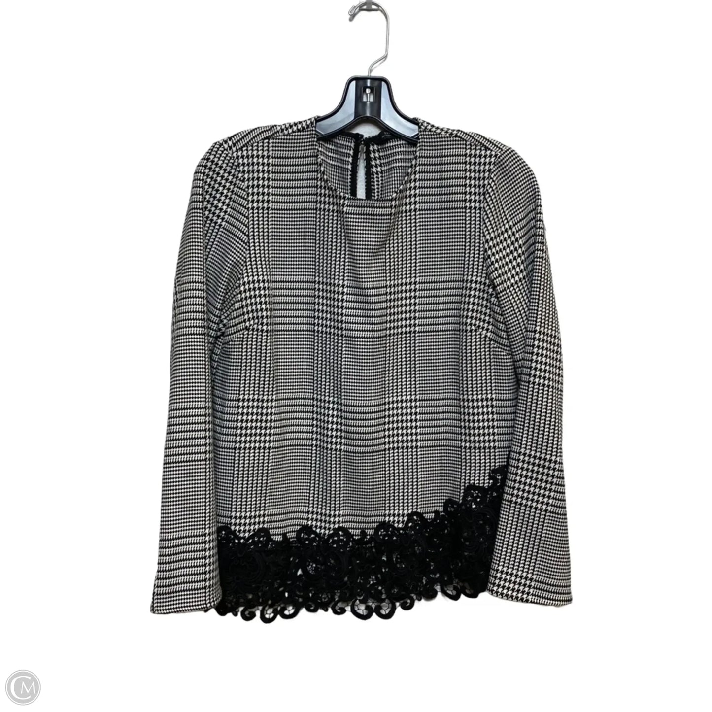 Top Long Sleeve By Zara Women In Black & White, Size: S