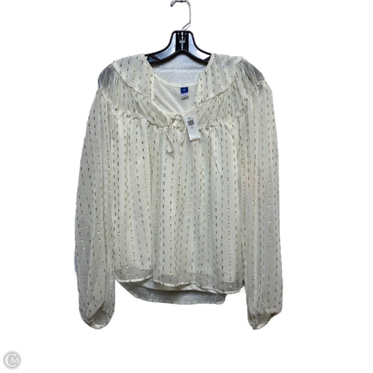Top Long Sleeve By Old Navy In Gold & White, Size: S