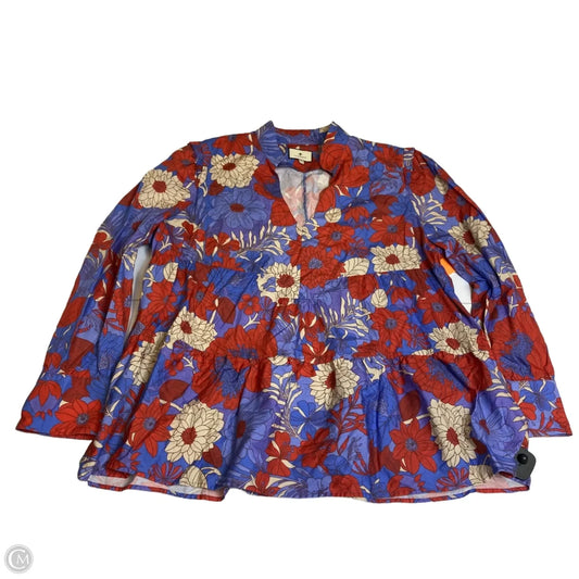 Top Long Sleeve By Tuckernuck In Blue & Red, Size: 2x