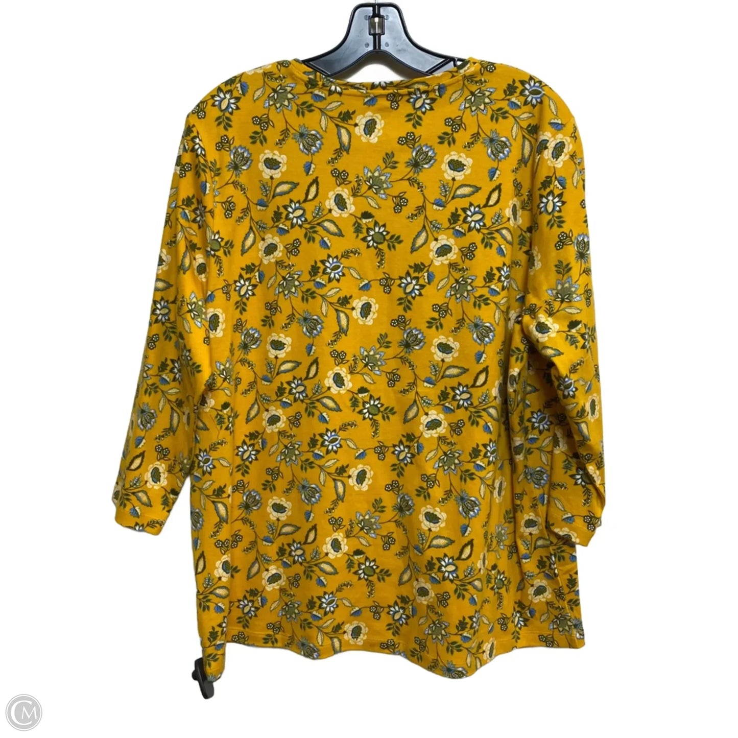 Top 3/4 Sleeve By Kim Rogers In Yellow, Size: 1x