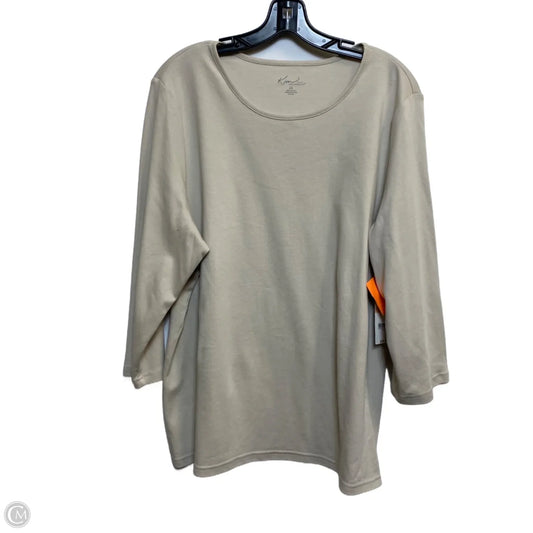 Top 3/4 Sleeve By Kim Rogers In Beige, Size: 2x