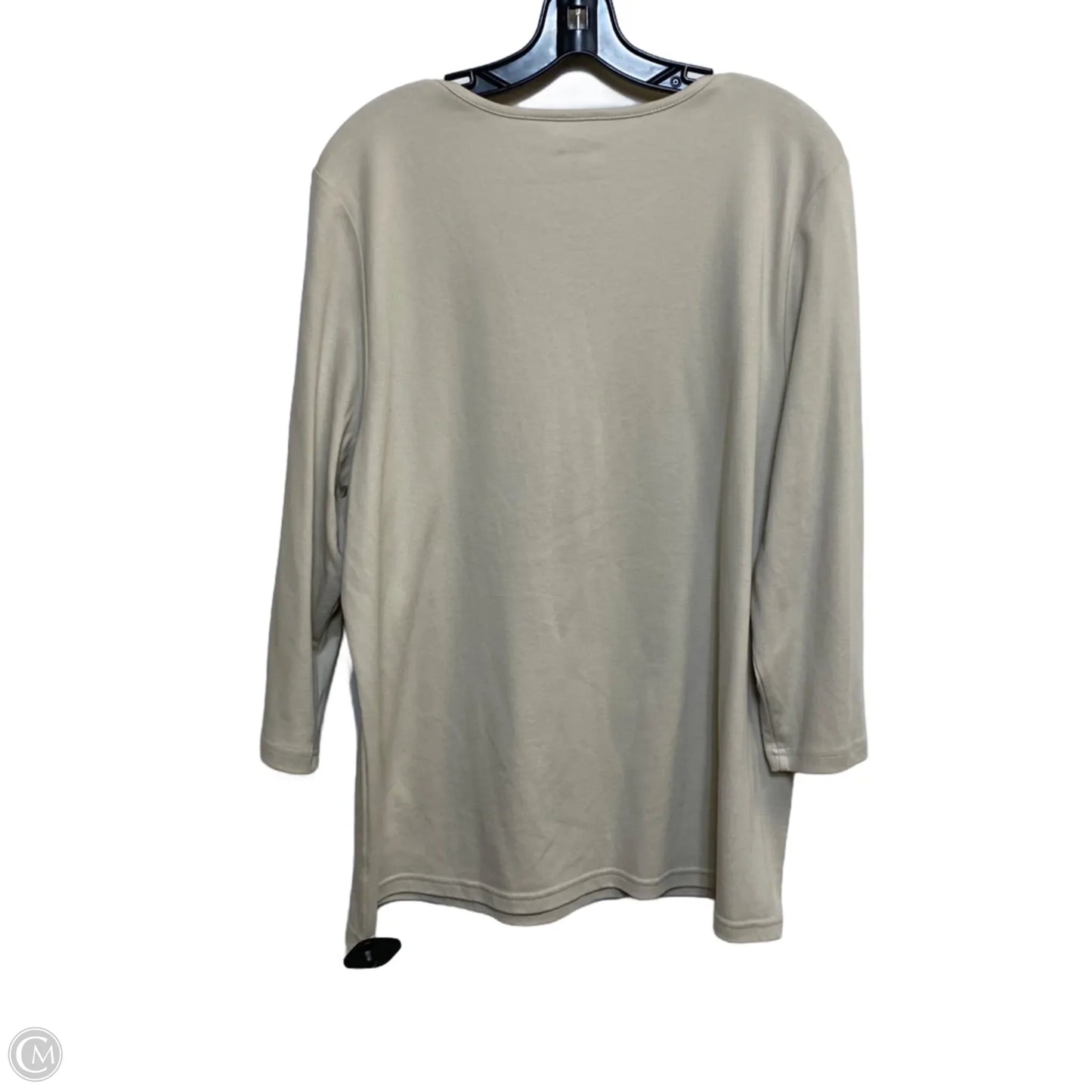 Top 3/4 Sleeve By Kim Rogers In Beige, Size: 2x