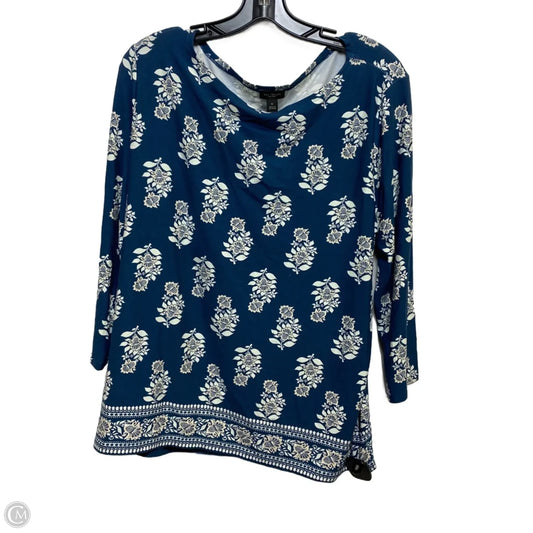 Top Long Sleeve By Ann Taylor In Blue & White, Size: Xl