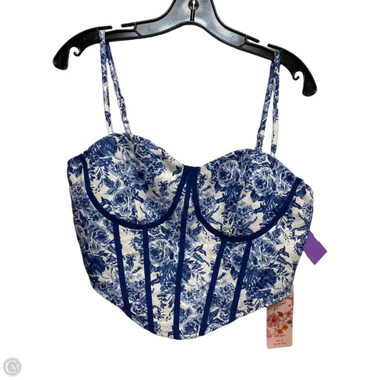 Top Sleeveless By Shein In Blue & White, Size: L