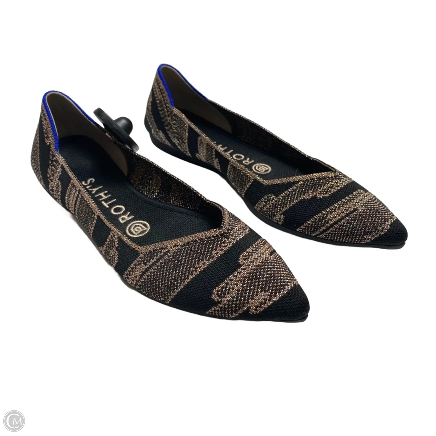 Shoes Designer By Rothys In Black & Gold, Size: 7