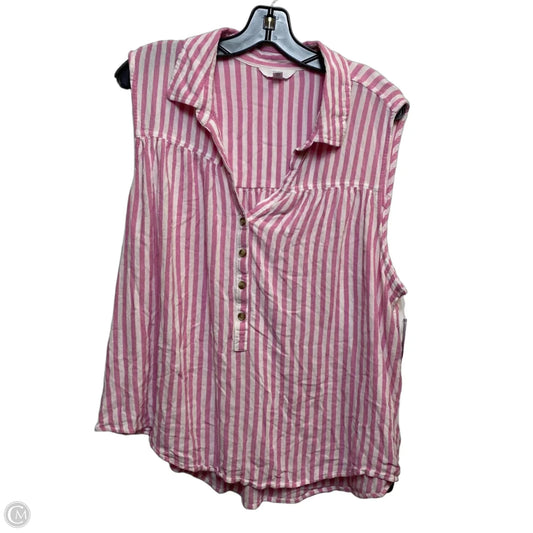 Top Sleeveless By Time And Tru In Pink & White, Size: Xxl
