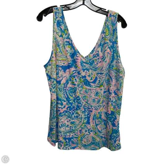 Top Sleeveless Designer By Lilly Pulitzer In Pink & White, Size: Xl
