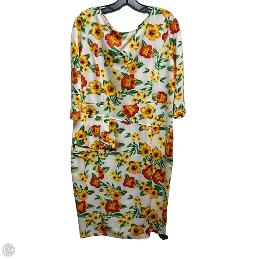 Dress Casual Midi By Viwenni In White & Yellow, Size: Xxl