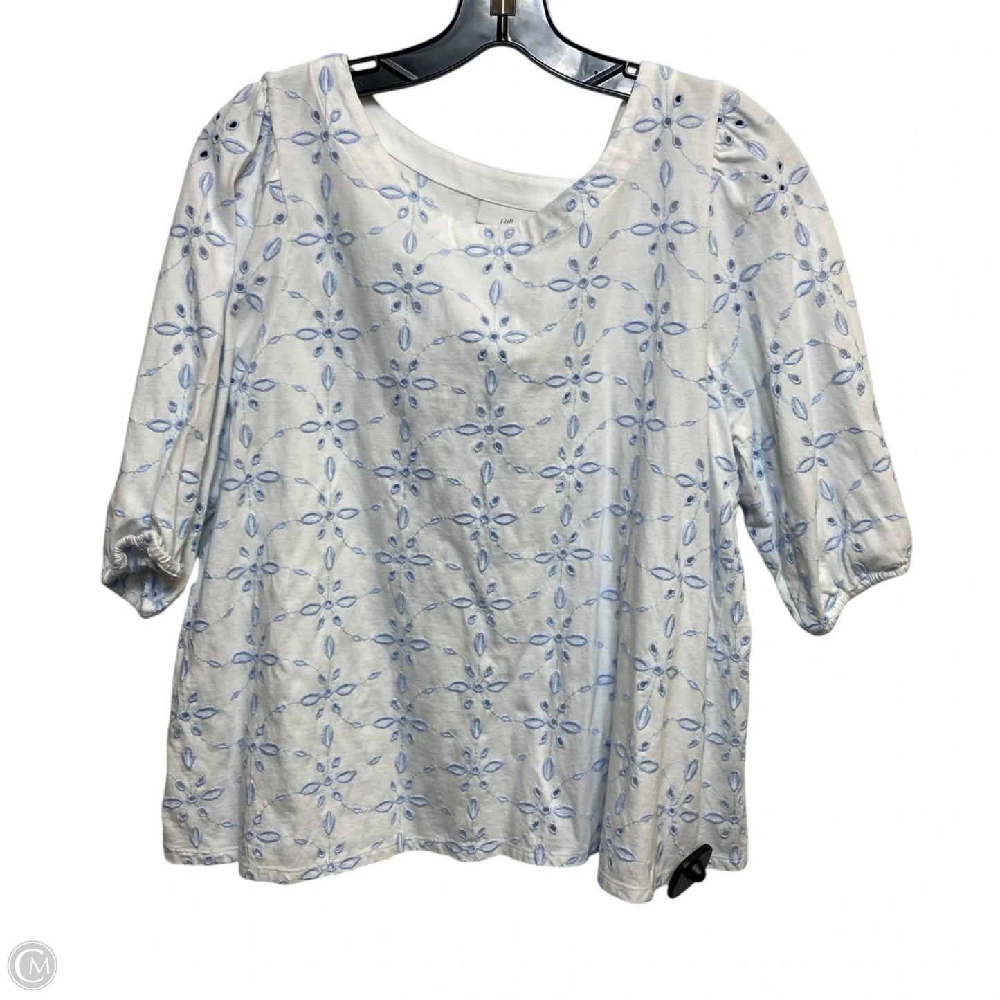 Top Short Sleeve By J. Jill In Blue & White, Size: Mp