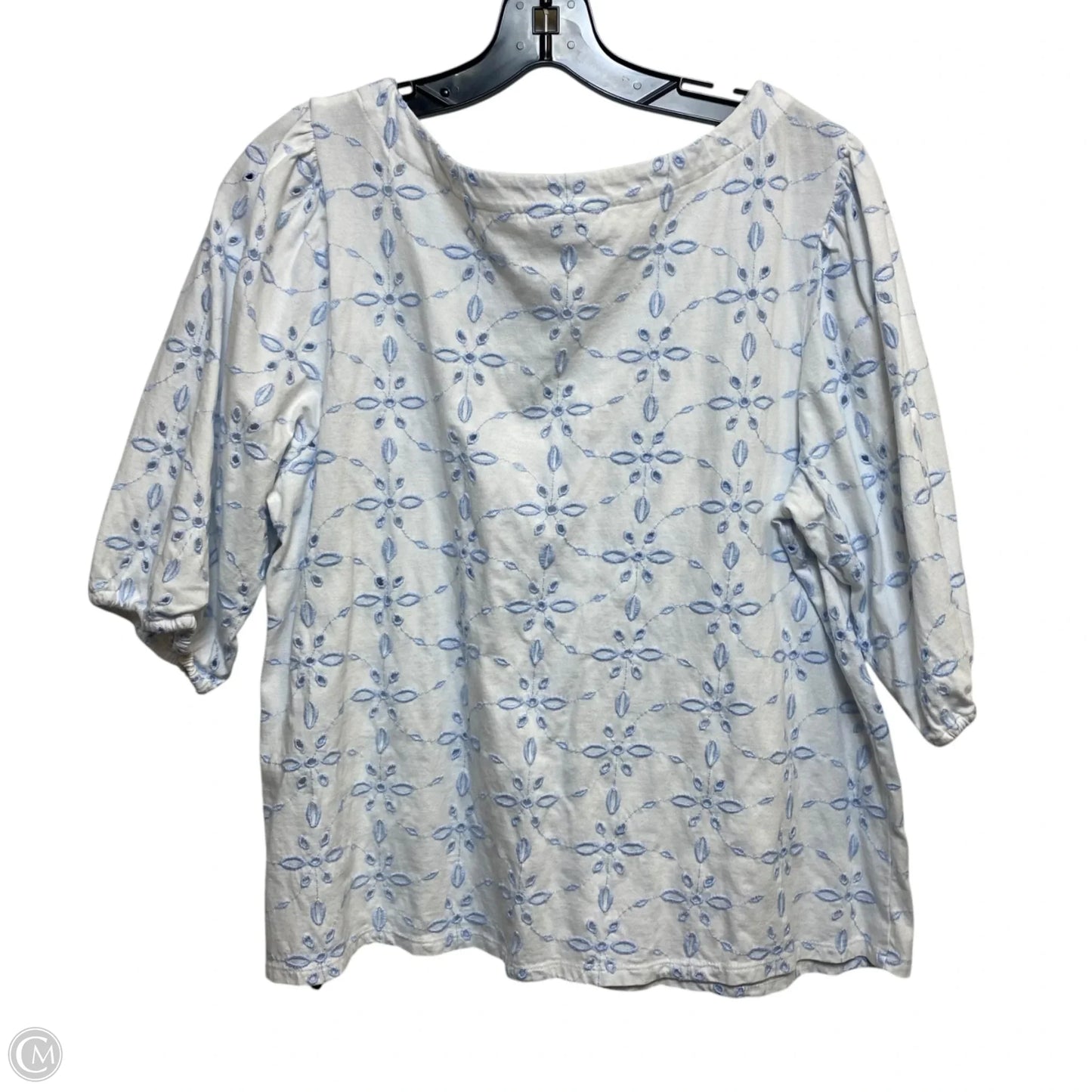 Top Short Sleeve By J. Jill In Blue & White, Size: Mp