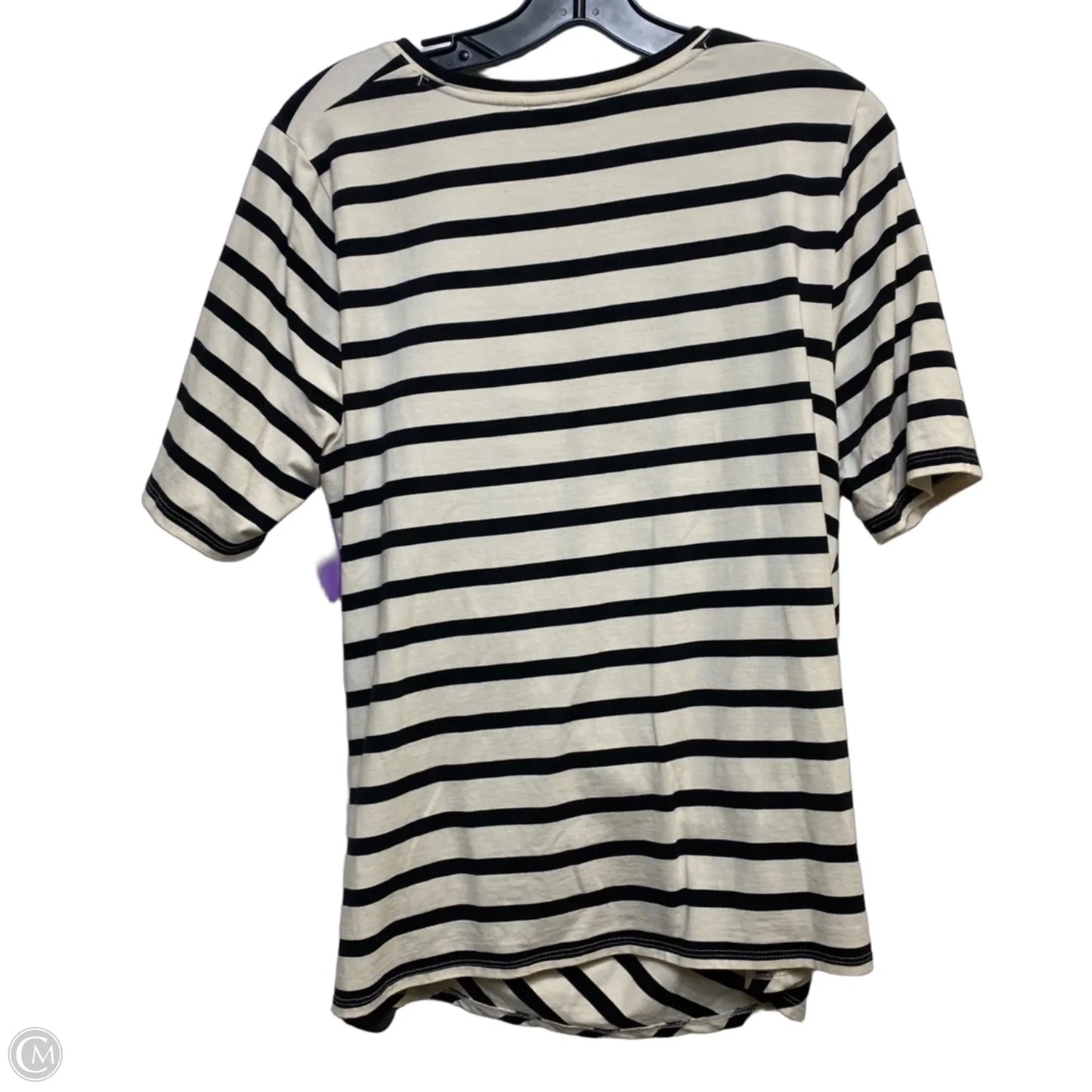 Top Short Sleeve By Chicos In Black & Cream, Size: M