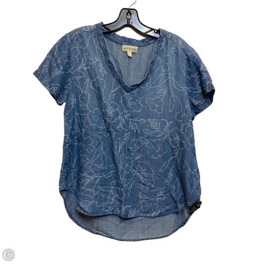 Top Short Sleeve By Cloth & Stone In Blue Denim, Size: M