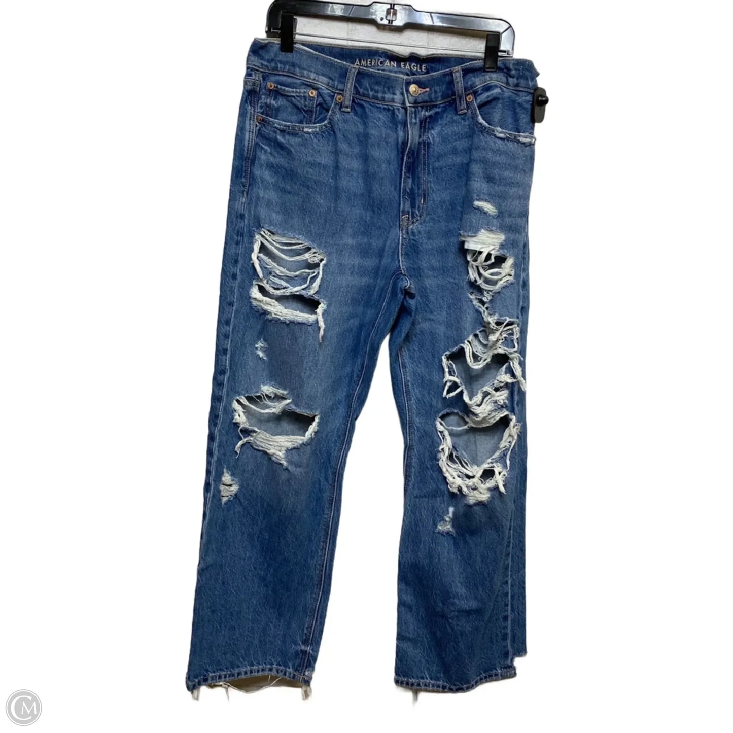 Jeans Straight By American Eagle In Blue Denim, Size: 10