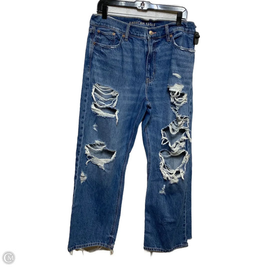 Jeans Straight By American Eagle In Blue Denim, Size: 10