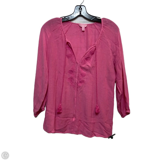 Top Long Sleeve Designer By Lilly Pulitzer In Pink, Size: M