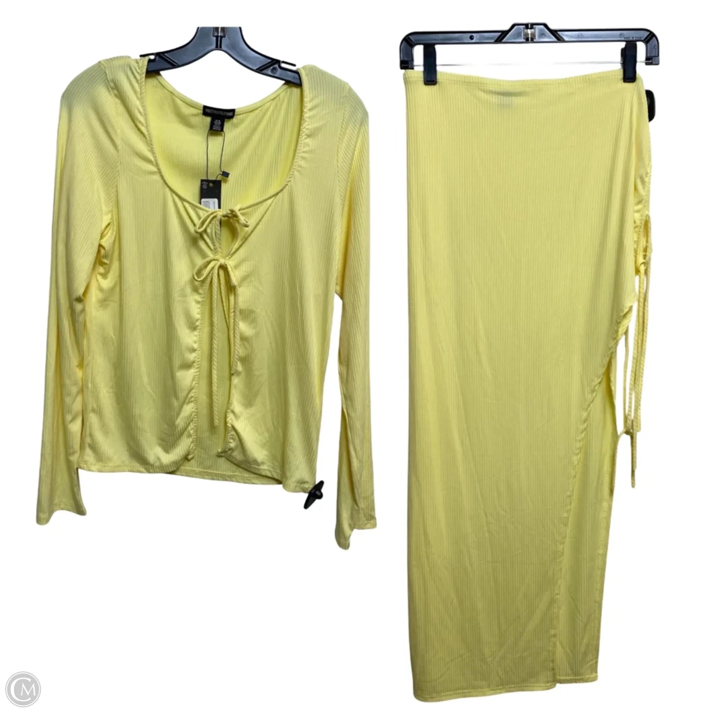 Skirt Set 2pc By Pretty Little Thing In Yellow, Size: L