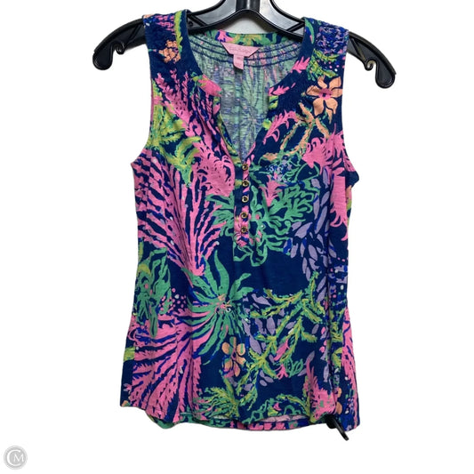 Top Sleeveless Designer By Lilly Pulitzer In Blue & Pink, Size: Xs