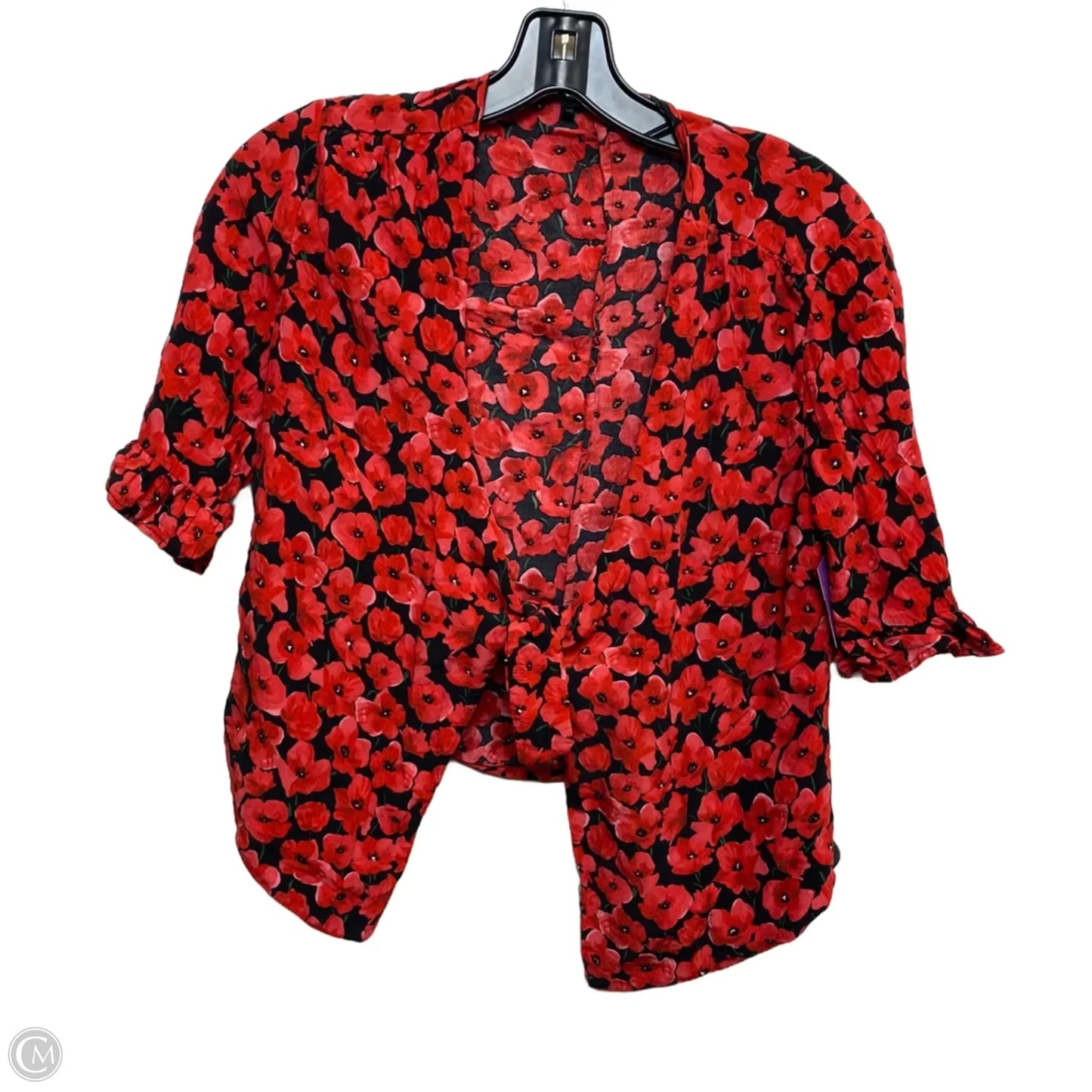 Top Short Sleeve By Zara In Black & Red, Size: S