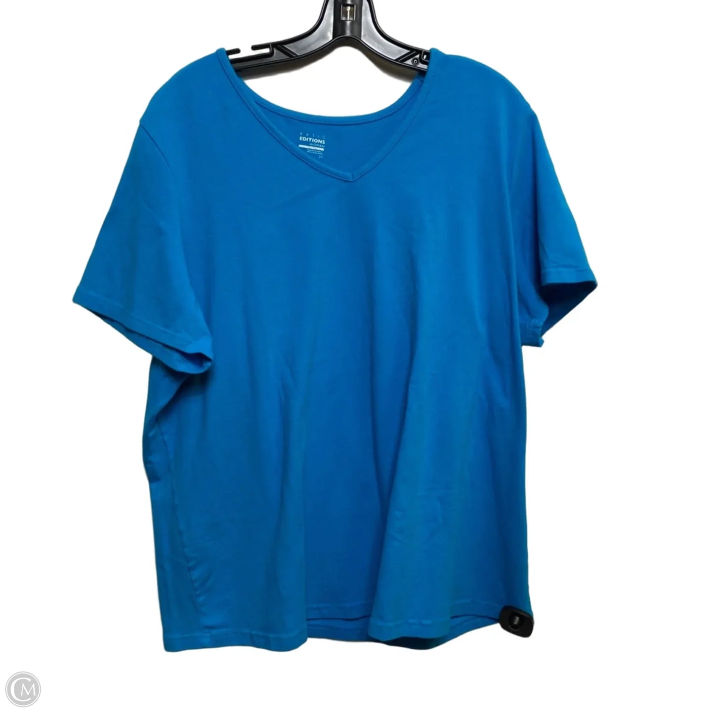 Top Short Sleeve Basic By Basic Editions In Blue, Size: 2x